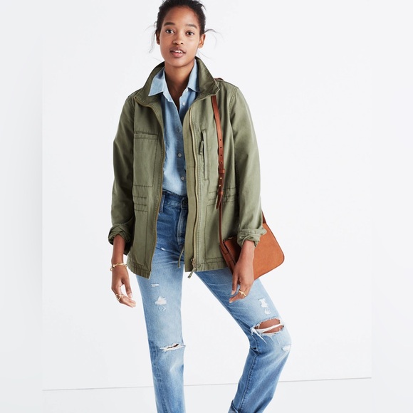 Madewell Olive Green Fleet Jacket Size Small - Picture 1 of 7